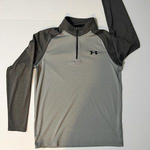 Under Armour 1/4 Zip HeatGear LongSleeve Dri-Fit T-Shirt Small Gray